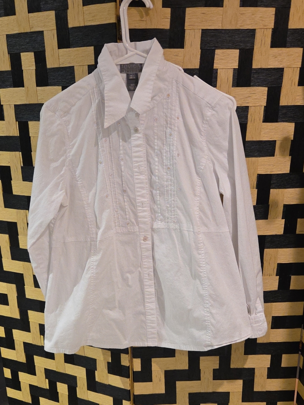 LOVIDA White Button-Front Long Sleeve Blouse
